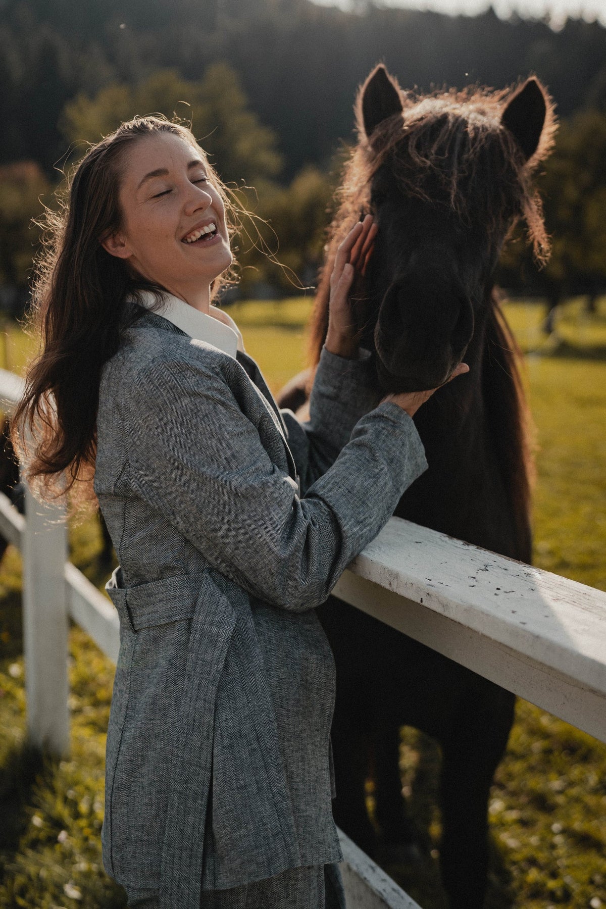 Linen Blazer, herringbone linen-cotton blazer with shawl collar, handmade by Nat.Lesjak in Slovenia