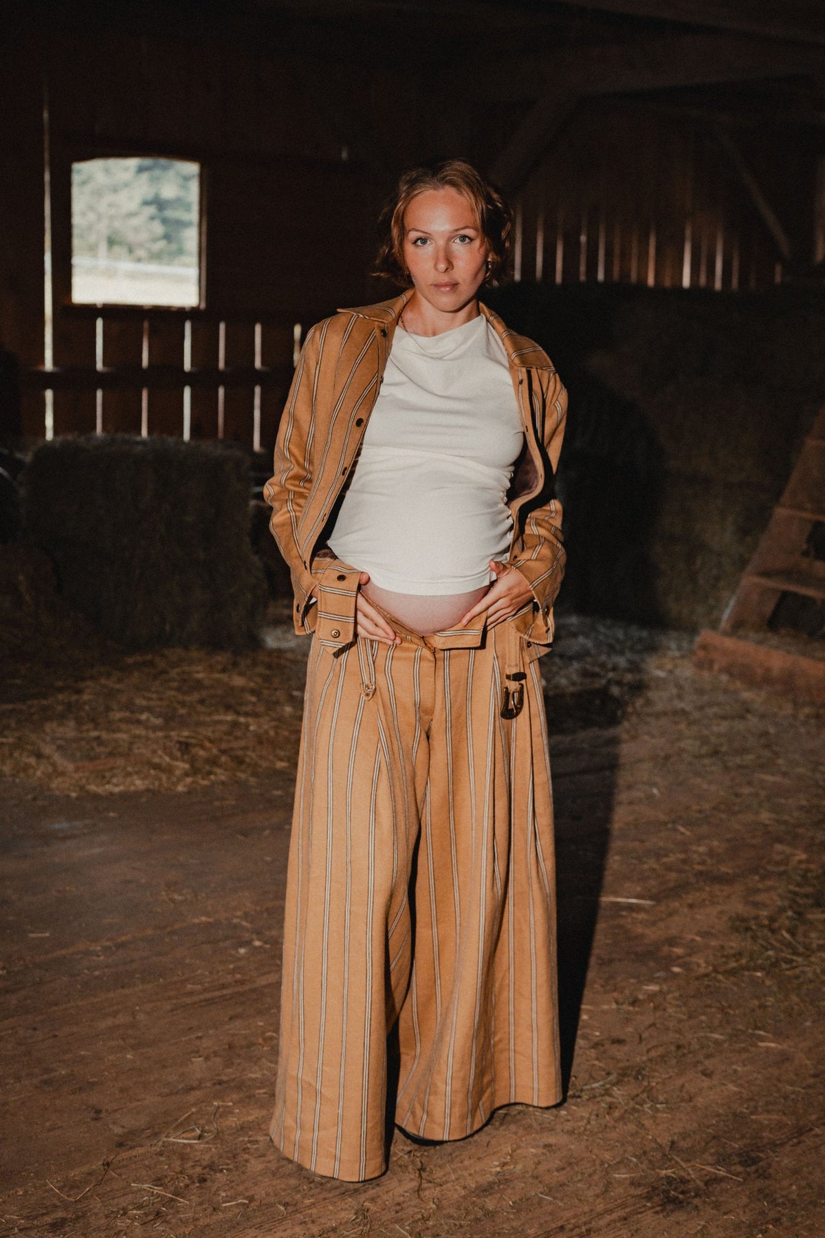 Ochre Striped Culottes by Nat.Lesjak, ochre striped linen-cotton culottes (2/4)