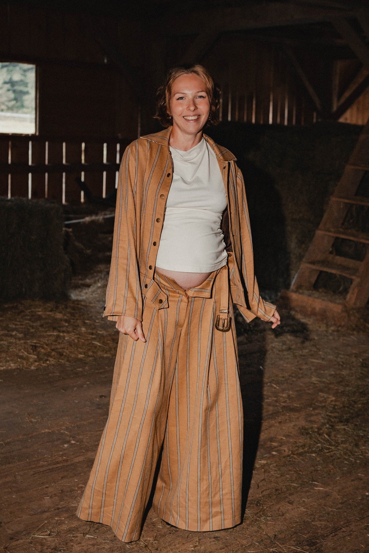 Ochre Striped Jacket by Nat.Lesjak, ochre striped linen-cotton jacket (3/4)
