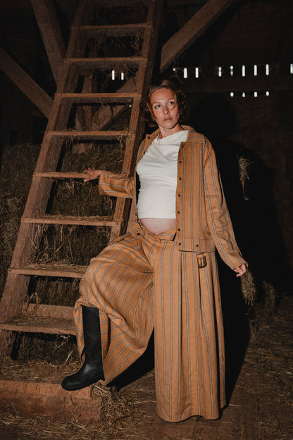 Ochre Striped Jacket by Nat.Lesjak, ochre striped linen-cotton jacket (2/4)