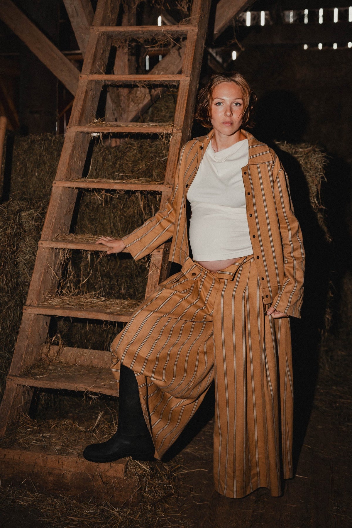 Ochre Striped Culottes by Nat.Lesjak, ochre striped linen-cotton culottes (4/4)