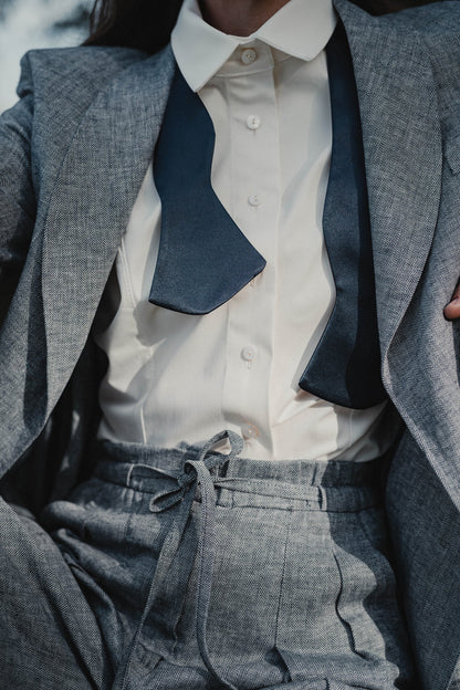 High-Waist Linen Trousers by Nat.Lesjak, high-waist herringbone linen-cotton trousers (3/5)