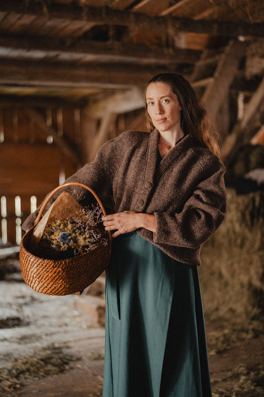 Wool Fleece Jacket, wool fleece jacket in cocoa mélange, handmade by Nat.Lesjak in Slovenia