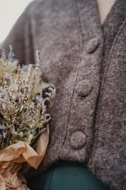 Wool Fleece Jacket by Nat.Lesjak, wool fleece jacket in cocoa mélange (3/4)