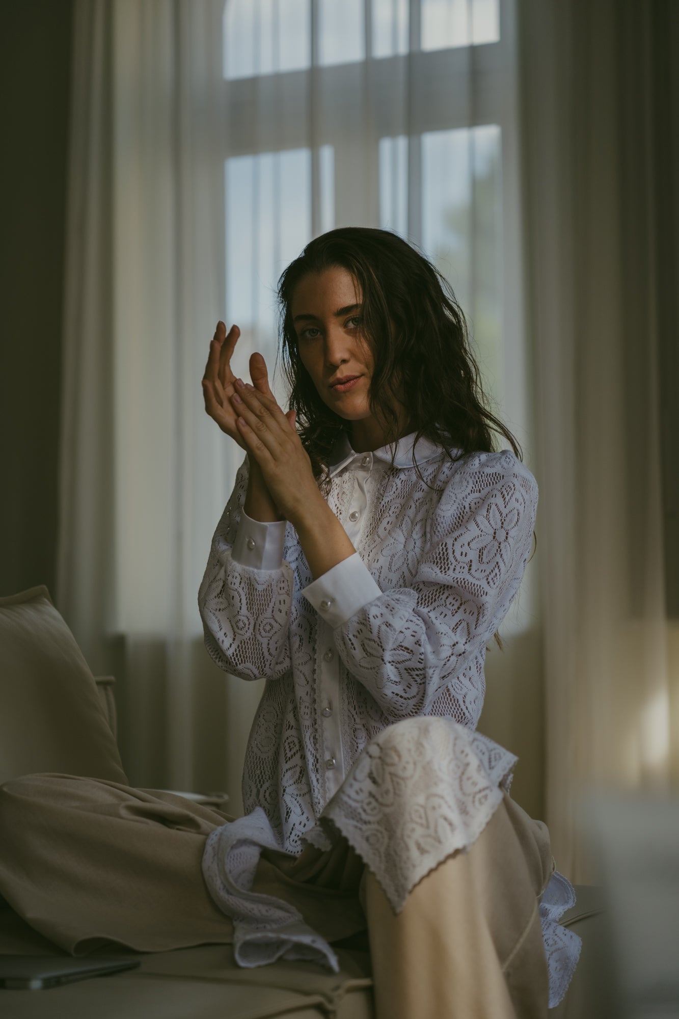 Off-White Cotton Lace Shirt