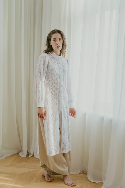 Off-White Cotton Lace Shirt